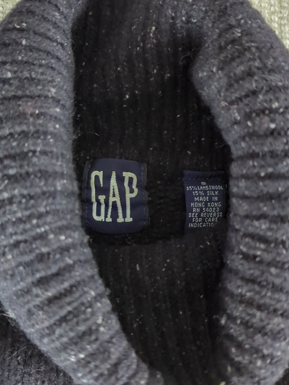 Silk Lambswool Vintage Gap Turtleneck Sweater Heavy Black Natural Fiber - Picture 2 of 6